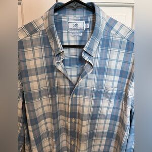 Southern Tide Intercoastal Blue and White Plaid Casual Shirt